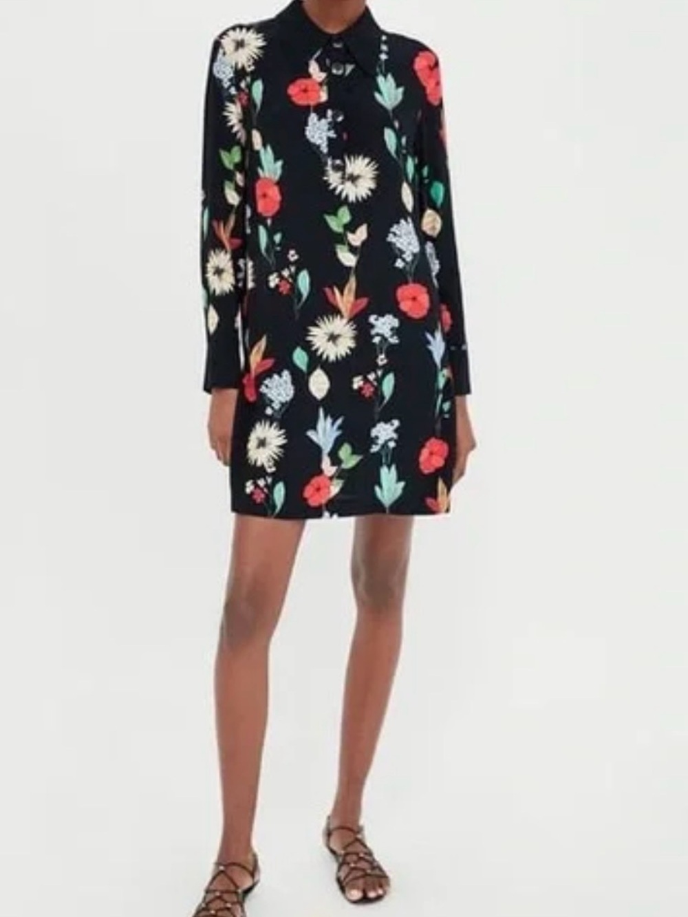 NWT Zara Black Floral Dress S